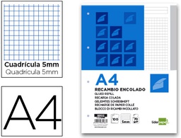[BR02] BLOC ENCOLADO LIDERPAPEL CUADRO 5MM GRIS A4 NATURAL 100 HOJAS 70 G/M2