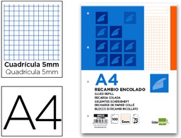 [BR03] BLOC ENCOLADO LIDERPAPEL CUADRO 5MM NARANJA A4 NATURAL 100 HOJAS 70 G/M2