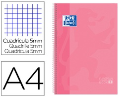 [400040984] BLOC ESPIRAL OXFORD TAPA EXTRADURA MICROPERFORADO DIN A4 80 HOJAS CUADROS 5 MM COLOR ROSA DULCE