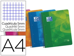 [400027277] CUADERNO ESPIRAL OXFORD TAPA PLASTICO OPTIK PAPER MICROPERFDIN A4 120 H 50% HOJAS GRATIS CUADROS 5 MM CON 3 SEPARADORES