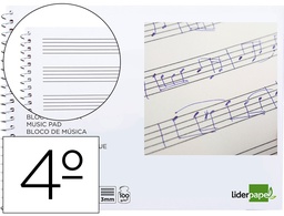 [BM03] BLOC MUSICA LIDERPAPEL PENTAGRAMA 3MM CUARTO 20 HOJAS 100G/M2