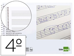 [BM06] BLOC MUSICA LIDERPAPEL PENTAGRAMA 4MM CUARTO 20 HOJAS 100G/M2