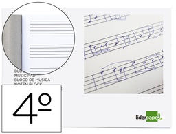 [BM08] BLOC MUSICA LIDERPAPEL PENTAGRAMA 5MM CUARTO 20 HOJAS 100G/M2 GRAPADO