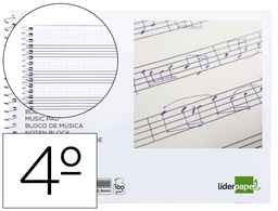[BM07] BLOC MUSICA LIDERPAPEL COMBI PENTAGRAMA CUADRICULADO 2,5MM CUARTO 20 HOJAS 100G/M2