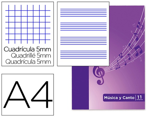 [100105244] BLOC MUSICA Y CANTO OXFORD PENTAGRAMA INTERLINEADO 2 MM + CUADRICULA 5 MM DIN A4 24 HOJAS 90G/M2