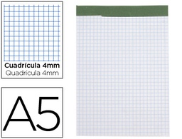 [BN19] BLOC NOTAS LIDERPAPEL CUADRO 4 MM A5 80 HOJAS 60 G/M2 PERFORADO SIN TAPA