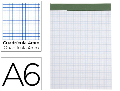 [BN17] BLOC NOTAS LIDERPAPEL CUADRO 4 MM A6 80 HOJAS 60 G/M2 PERFORADO SIN TAPA