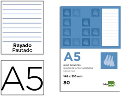 [BN13] BLOC NOTAS LIDERPAPEL HORIZONTAL A5 80 HOJAS 60G/M2 PERFORADO