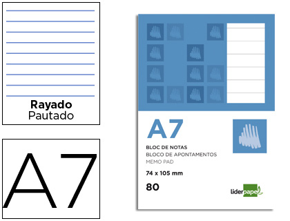 [BN11] BLOC NOTAS LIDERPAPEL HORIZONTAL A7 80 HOJAS 60G/M2 PERFORADO