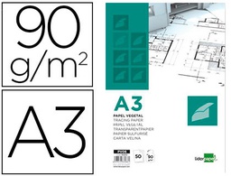 [PV06] BLOC PAPEL VEGETAL LIDERPAPEL ENCOLADO 297X420MM 50 HOJAS 90 G/M2