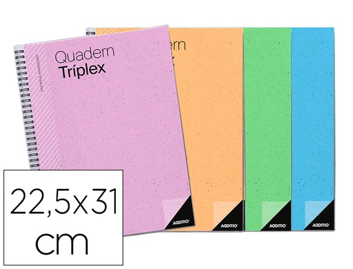 [P191] BLOC TRIPLEX ADDITIO PLAN CURSO EVALUACION CONTINUA PLANSEMANAL TUTORIAS MAS 6 FUNDAS RANSPARENTES 22,5X31CM CATALAN