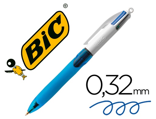 [526282] BOLIGRAFO BIC CUATRO COLORES CON GRIP DE CAUCHO ERGONOMICO PUNTA MEDIA 1 MM