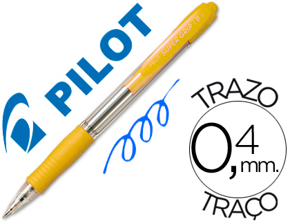 [NSGAM] BOLIGRAFO PILOT SUPER GRIP AMARILLO RETRACTIL SUJECION DE CAUCHO TINTA BASE DE ACEITE