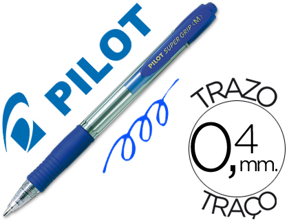 [NSGA] BOLIGRAFO PILOT SUPER GRIP AZUL RETRACTIL SUJECION DE CAUCHO TINTA BASE DE ACEITE