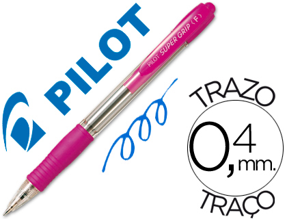 [NSGRS] BOLIGRAFO PILOT SUPER GRIP ROSA RETRACTIL SUJECION DE CAUCHO TINTA BASE DE ACEITE
