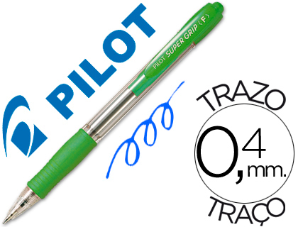 [NSGVC] BOLIGRAFO PILOT SUPER GRIP VERDE CLARO RETRACTIL SUJECION DE CAUCHO TINTA BASE DE ACEITE