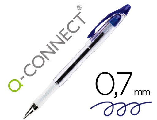 [KF00376] BOLIGRAFO Q-CONNECT DELTA AZUL SUJECION DE CAUCHO CON CAPUCHON