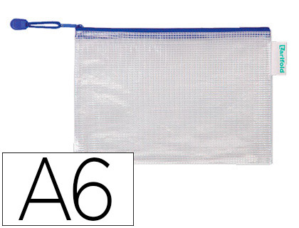 [509061] BOLSA MULTIUSOS TARIFOLD PVC DIN A6 APERTURA SUPERIOR CON CREMALLERA PORTABOLIGRAFO Y CORREA AZUL