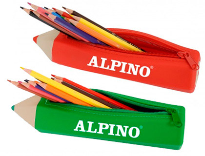 [UA000152] BOLSO ESCOLAR ALPINO PORTATODO FORMA LAPIZ SOFT CON 12 LAPICES DE COLORES