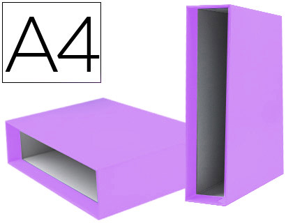 [CZ31] CAJA ARCHIVADOR LIDERPAPEL DE PALANCA CARTON DIN A4 DOCUMENTA LOMO 75 MM LILA