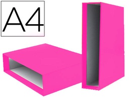 [CZ32] CAJA ARCHIVADOR LIDERPAPEL DE PALANCA CARTON DIN A4 DOCUMENTA LOMO 75 MM ROSA