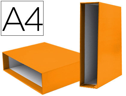 [CZ28] CAJA ARCHIVADOR LIDERPAPEL DE PALANCA CARTON DIN A4 DOCUMENTA LOMO 75MM COLOR NARANJA