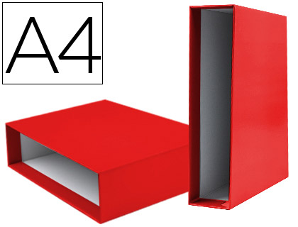 [CZ23] CAJA ARCHIVADOR LIDERPAPEL DE PALANCA CARTON DIN A4 DOCUMENTA LOMO 75MM COLOR ROJO
