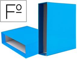 [CZ34] CAJA ARCHIVADOR LIDERPAPEL DE PALANCA CARTON FOLIO DOCUMENTA LOMO 75MM CELESTE