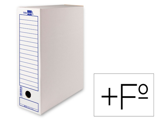 [DF01] CAJA ARCHIVO DEFINITIVO LIDERPAPEL FOLIO PROLONGADO CARTON RECICLADO 325G/M2 LOMO 116 MM BLANCO 388X116X275 MM