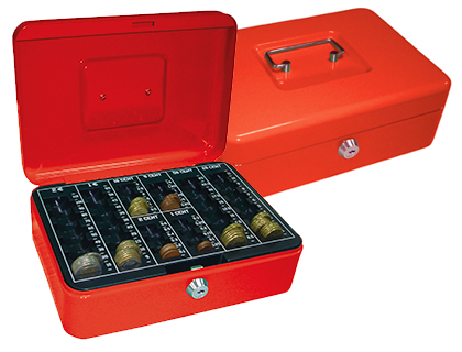 [KF03322] CAJA CAUDALES Q-CONNECT 10\" 250X180X90 MM ROJA CON PORTAMONEDAS