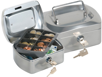 [KF03316] CAJA CAUDALES Q-CONNECT 6\" 152X115X80 MM PLATA CON PORTAMONEDAS
