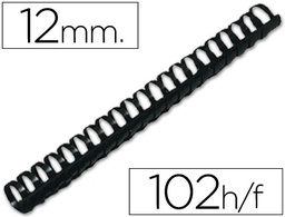 [KF24022] CANUTILLO Q-CONNECT REDONDO 12 MM PLASTICO NEGRO CAPACIDAD 102 HOJAS CAJA DE 100 UNIDADES