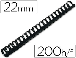 [KF32116] CANUTILLO Q-CONNECT REDONDO 22 MM PLASTICO NEGRO CAPACIDAD 200 HOJAS CAJA DE 50 UNIDADES