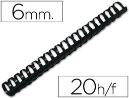 [KF24016] CANUTILLO Q-CONNECT REDONDO 6 MM PLASTICO NEGRO CAPACIDAD 20 HOJAS CAJA DE 100 UNIDADES