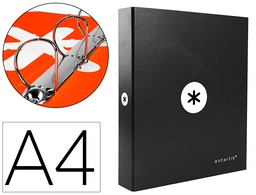 [KA28] CARPETA 4 ANILLAS 40 MM MIXTAS ANTARTIK A4 FORRADA COLOR NEGRO