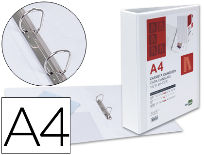 [KG25] CARPETA CANGURO 2 ANILLAS MIXTAS 55MM LIDERPAPEL A4 PLASTICO COLOR BLANCO