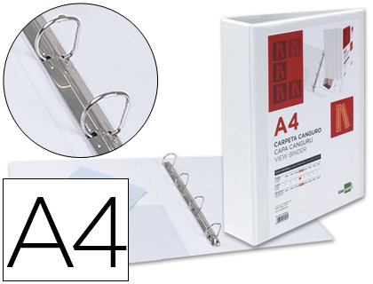 [KG44] CARPETA CANGURO 4 ANILLAS MIXTAS 40MM LIDERPAPEL A4 PLASTICO COLOR BLANCO