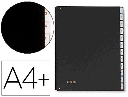[82101] CARPETA CLASIFICADORA FUELLE PARDO CARTON COMPACTO FOLIO 12 DEPARTAMENTOS VISOR DOBLE PERSONALIZABLES COLOR NEGRO