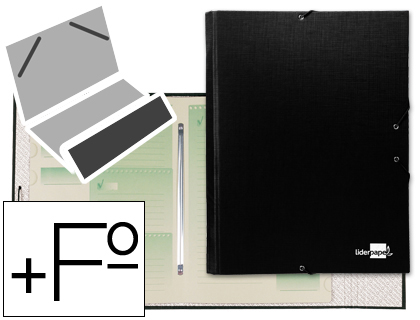 [CS02] CARPETA CLASIFICADORA LIDERPAPEL 12 DEPARTAMENTOS FOLIO PROLONGADO CARTON FORRADO NEGRA
