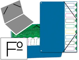 [85003] CARPETA CLASIFICADOR TAPA DE PLASTICO PARDO FOLIO -9 DEPARTAMENTOS AZUL