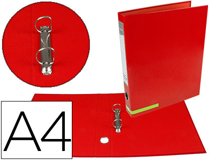 [AY23] CARPETA DE 2 ANILLAS 25 MM MIXTAS LIDERPAPEL A4 FORRADO COLOR SYSTEM CON OLLAO Y TARJETERO ROJO
