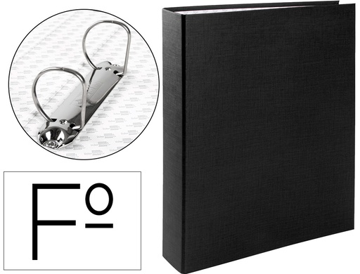 [CH08] CARPETA DE 2 ANILLAS 40MM MIXTAS LIDERPAPEL FOLIO CARTON FORRADO PAPER COAT PLASTICO NEGRA