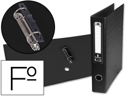 [AY09] CARPETA DE 2 ANILLAS 40MM MIXT AS LIDERPAPEL FOLIO FORRADO PAPERCOAT CON OLLAO Y TARJETERO COMPRESOR PLASTICO NEGRO