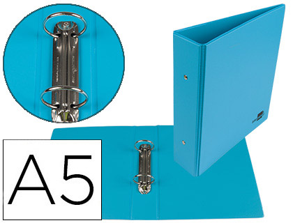 [KA24] CARPETA DE 2 ANILLAS 40 MM REDONDAS LIDERPAPEL A5 CARTON FORRADO PVC AZUL