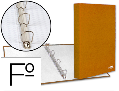 [CA24] CARPETA DE 4 ANILLAS 25MM MIXTAS LIDERPAPEL FOLIO CARTON FORRADO PAPER COAT NARANJA