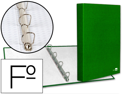 [CA22] CARPETA DE 4 ANILLAS 25MM MIXTAS LIDERPAPEL FOLIO CARTONFORRADO PAPER COAT VERDE