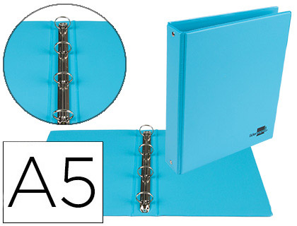 [KA18] CARPETA DE 4 ANILLAS 25 MM REDONDAS LIDERPAPEL A5 CARTON FORRADO PVC AZUL