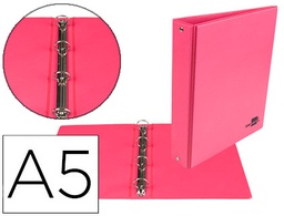 [KA14] CARPETA DE 4 ANILLAS 25 MM REDONDAS LIDERPAPEL A5 CARTON FORRADO PVC FUCSIA