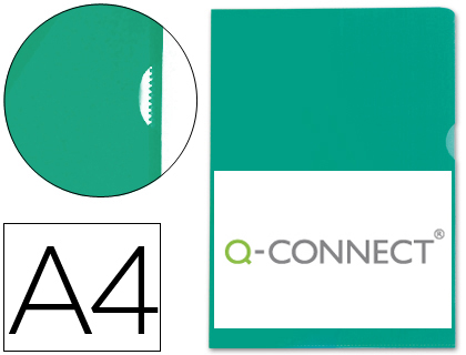 [KF01488] CARPETA DOSSIER UÑERO PLASTICO Q-CONNECT DIN A4 120 MICRAS VERDE CAJA DE 100 UNIDADES
