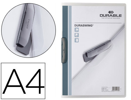 [2290-37] CARPETA DURABLE DURASWING DOSSIER PINZA LATERAL GIRATORIA POLIPROPILENO DIN A4 GRAFITO 30 HOJAS